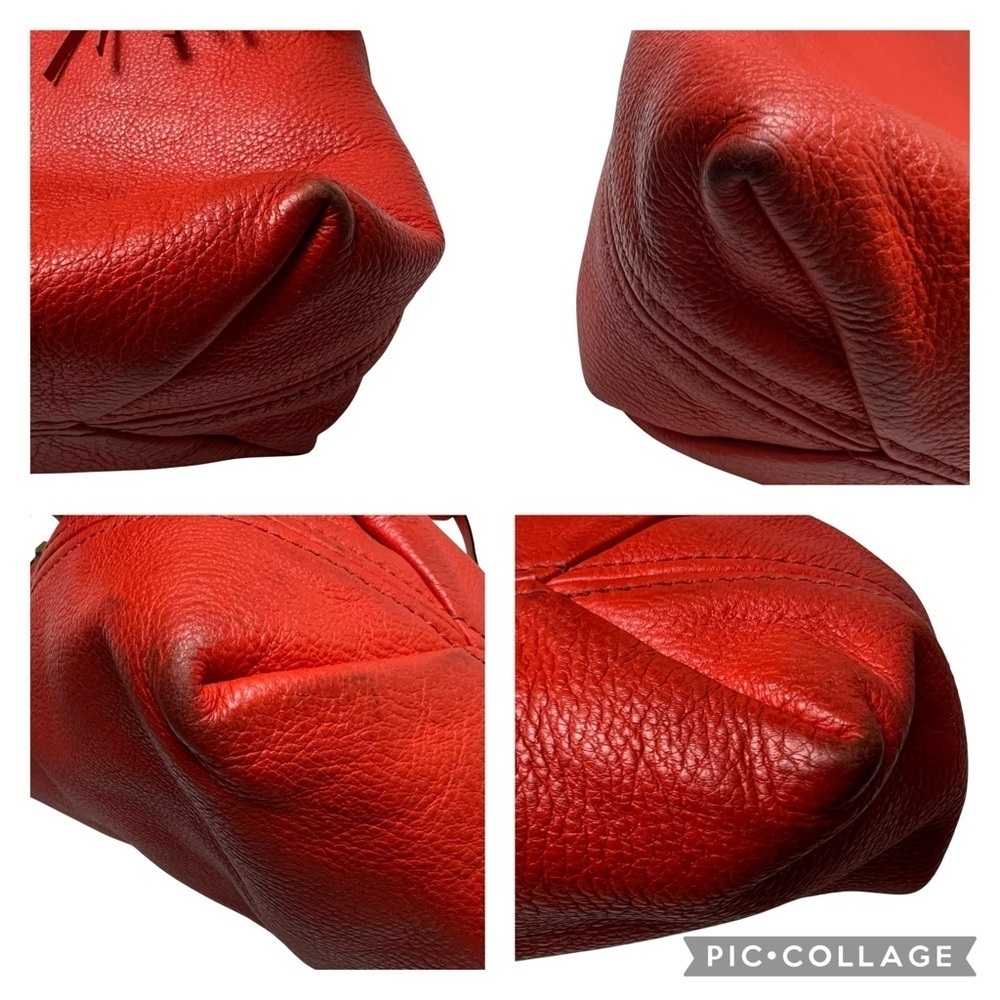 Michael Kors Hobo Bag Orange Red Soft Pebbled Leather with Tassel Large 2 Straps - Picture 8 of 15